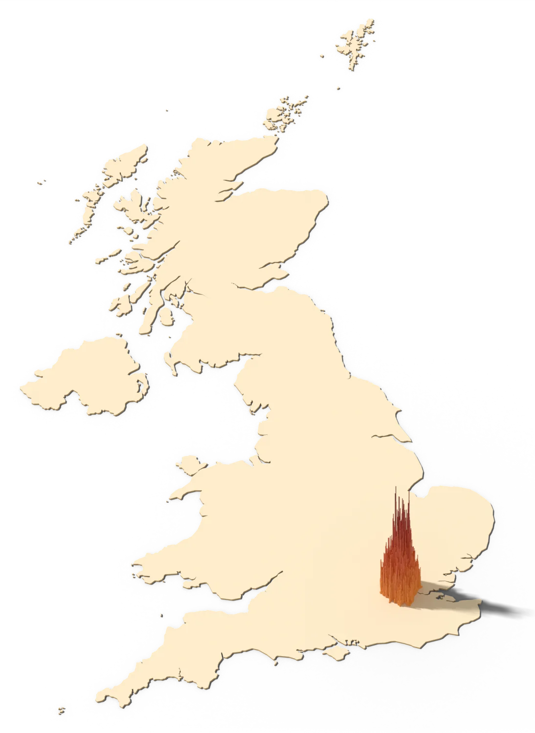The United Kingdom lying flat, with only London's people rising