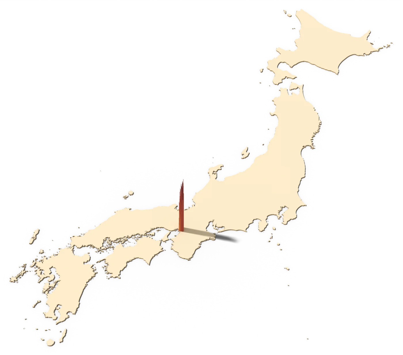 Japan lying flat, with only Osaka's people rising