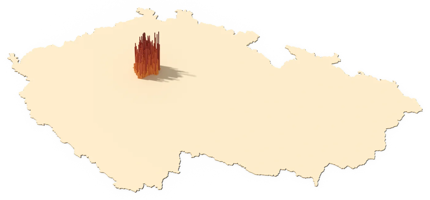 Czechia lying flat, with only Prague's people rising
